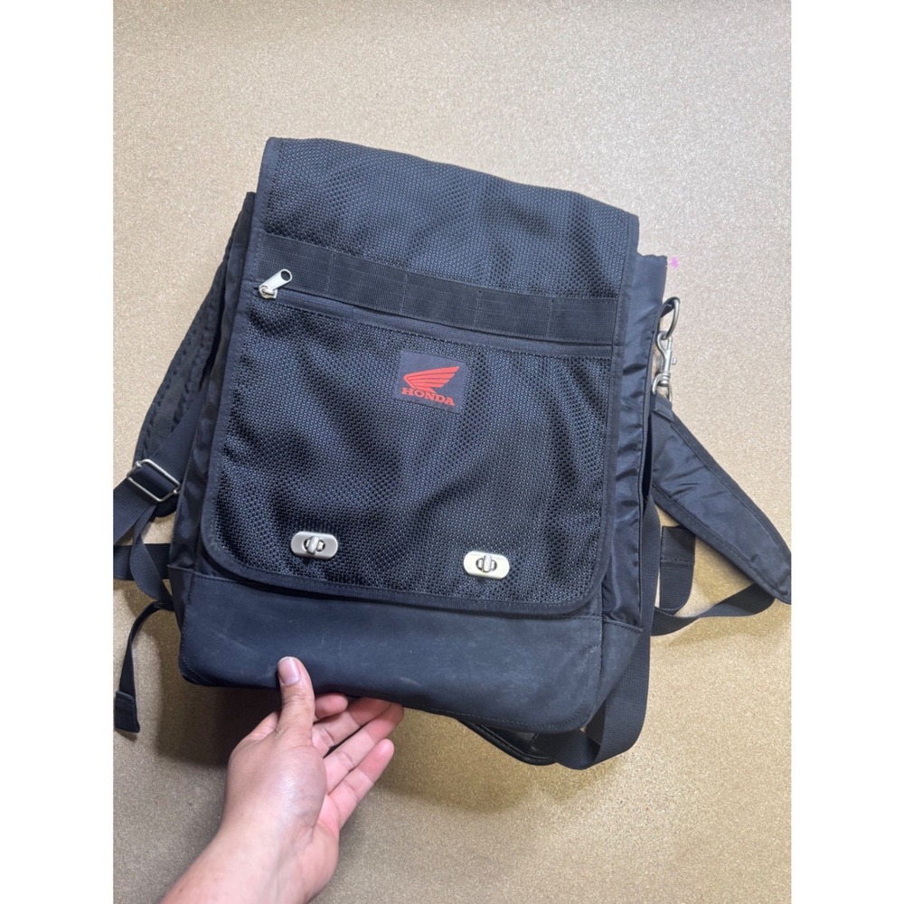 Honda Black Nylon Convertible Messenger‎ Bag moteraycle Backpack Front Turn Lock